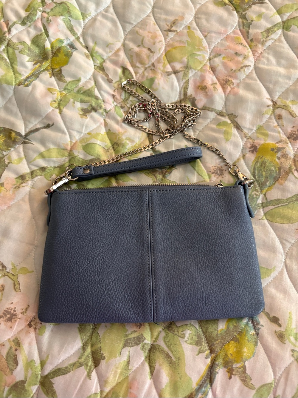 Charming Charlie Slate Blue Leather Wristlet Crossbody Bag
